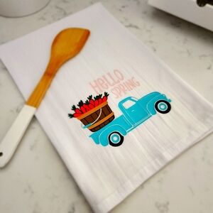 Cute Spring Time Carrot Truck Dish Tea Towel